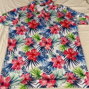 Men’s Greenside Performance Golf Shirt Tropical Print Size Large